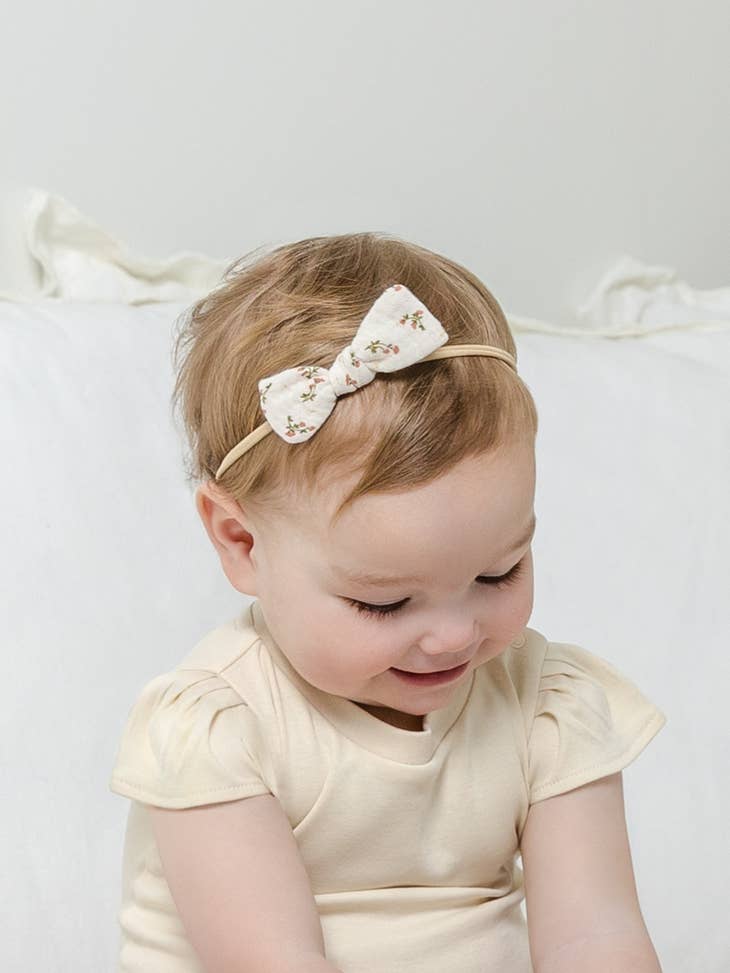 Muslin Dainty Bow Headband - Wildflowers