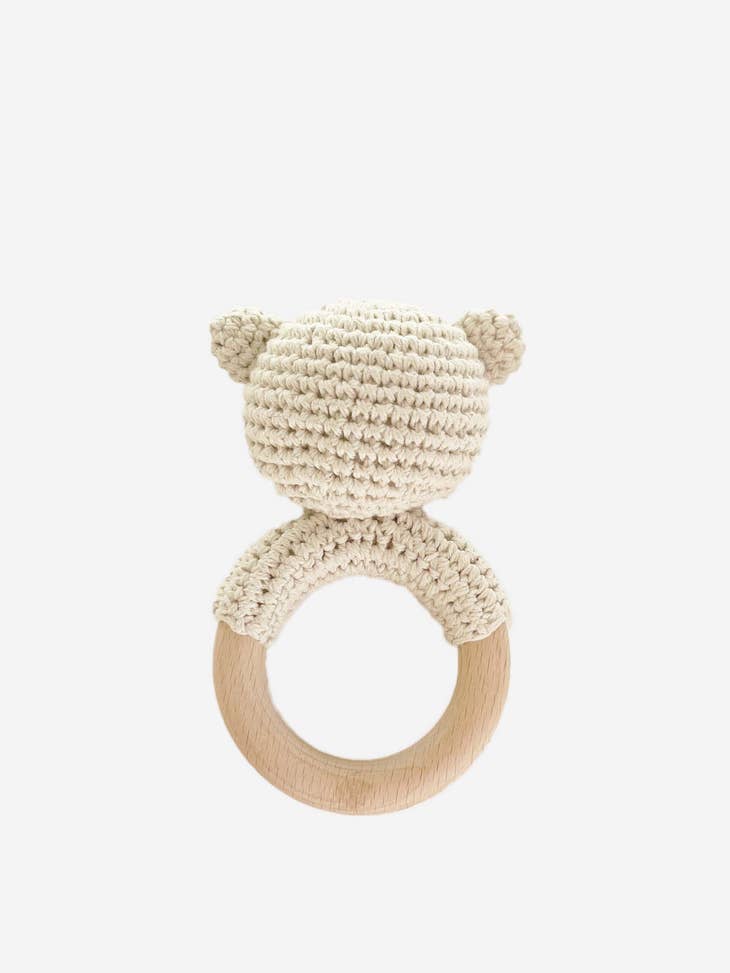 Cotton Crochet Rattle Teether Bear