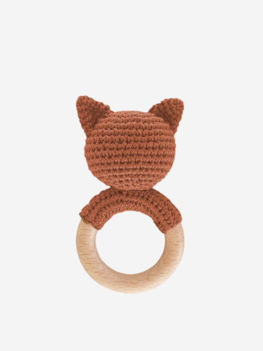 Cotton Crochet Rattle Teether Fox