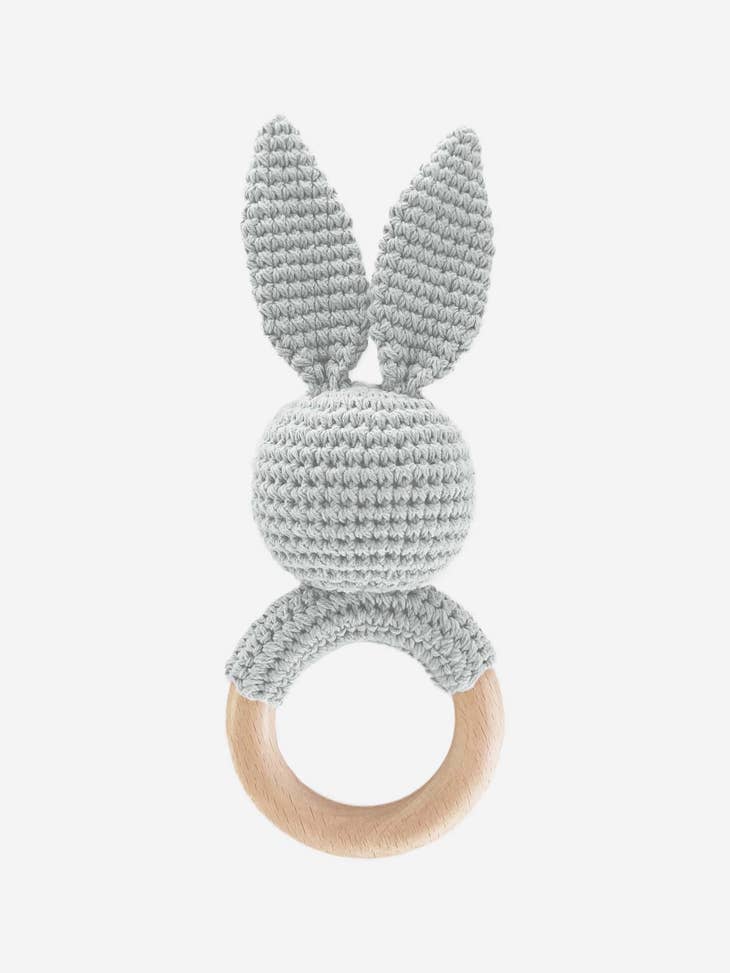 Cotton Crochet Rattle Grey Bunny