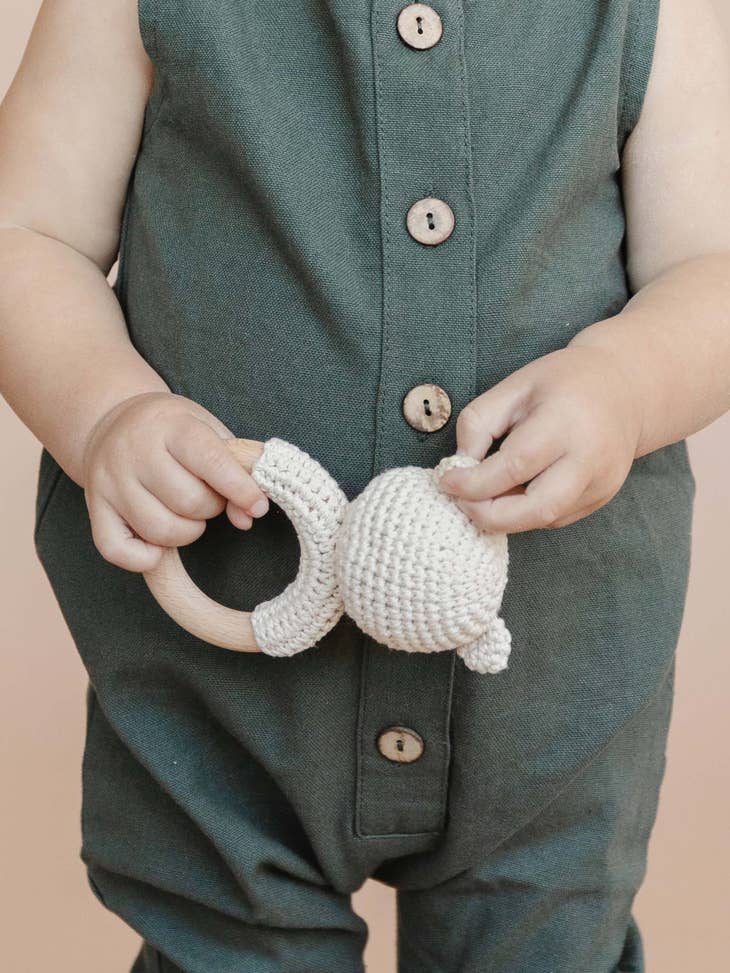 Cotton Crochet Rattle Teether Bear