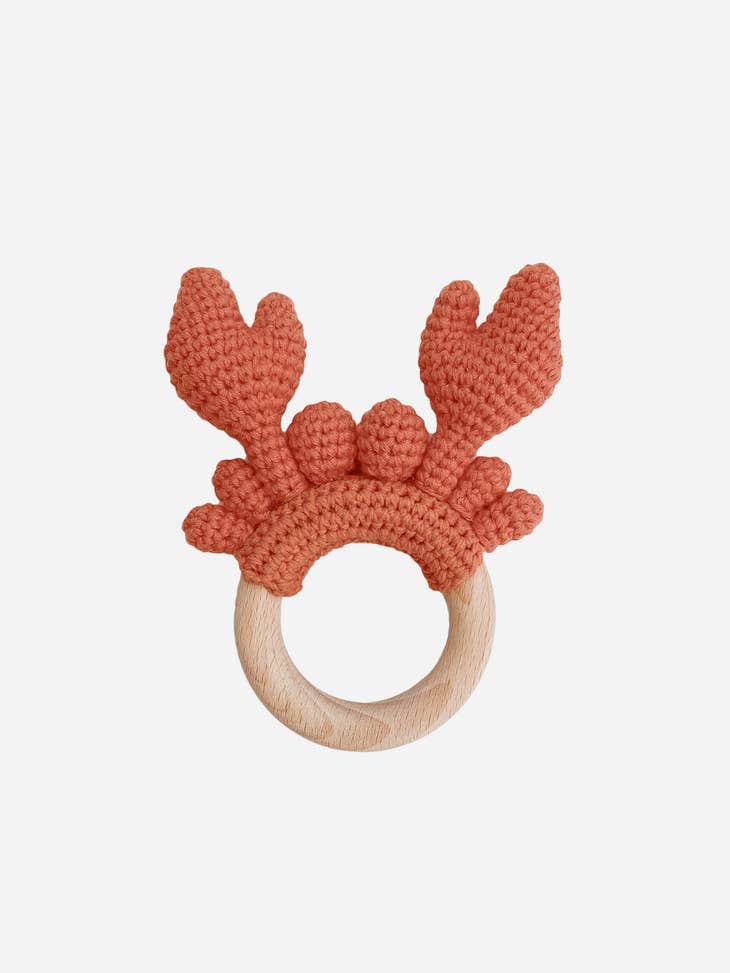 Cotton Crochet Rattle Teether Crab