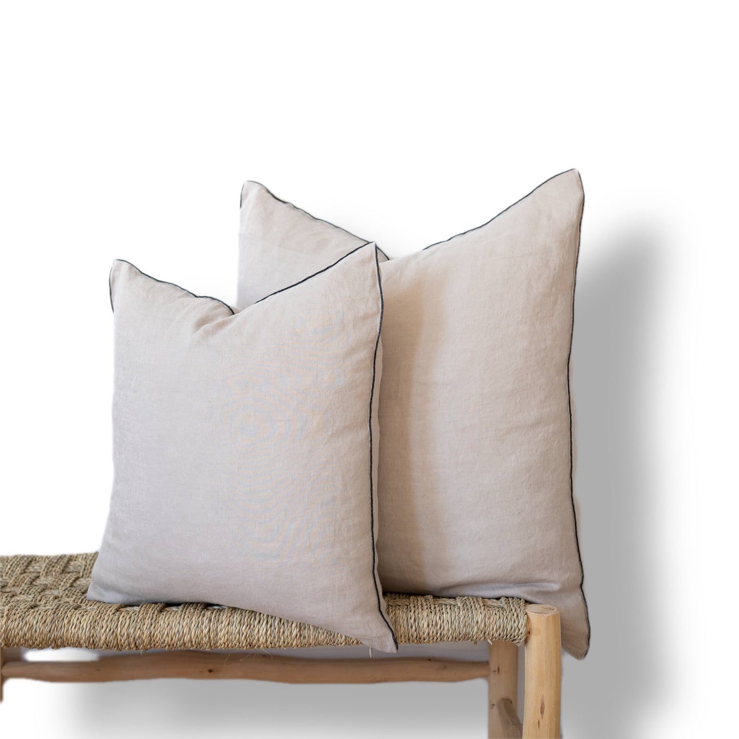 Square Edged Linen Pillow Cover - Natural