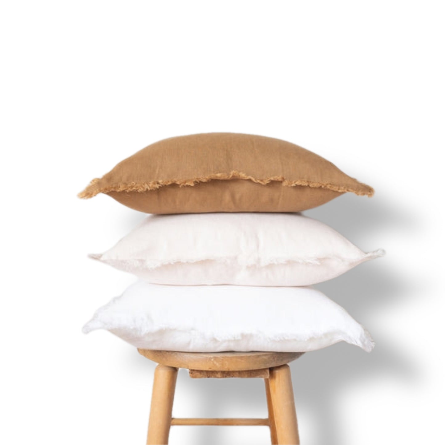 Lumbar Fringed Linen Pillow Cover - Natural