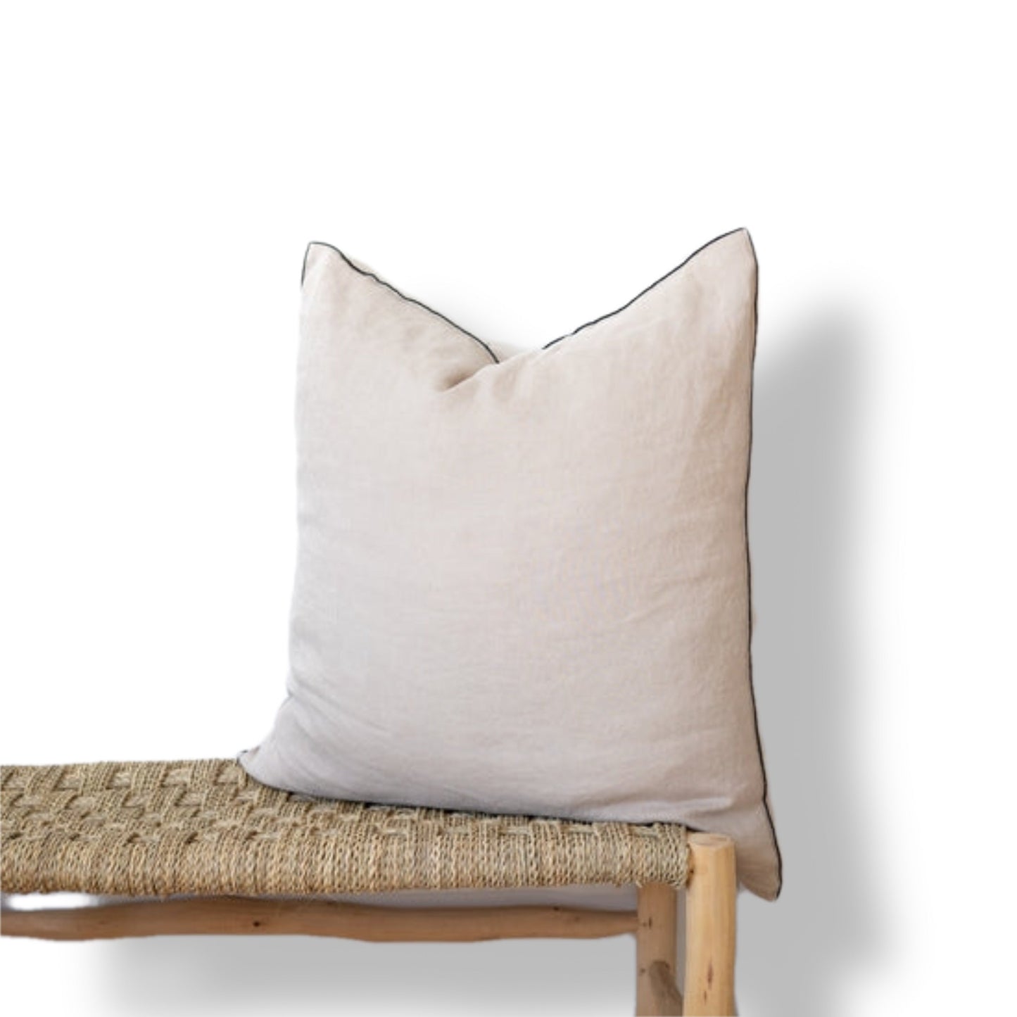 Square Edged Linen Pillow Cover - Natural