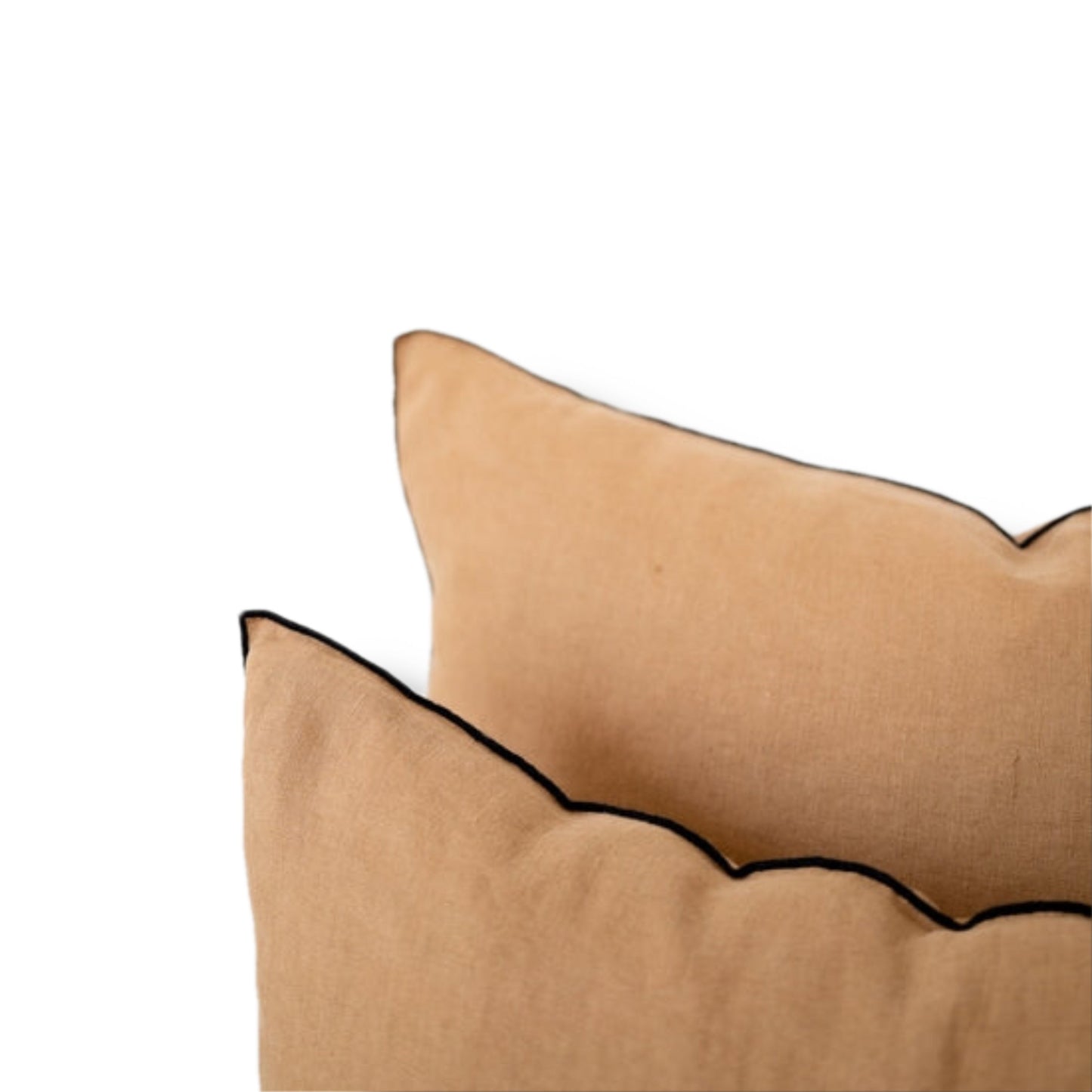 Lumbar Edged Linen Pillow Cover - Camel