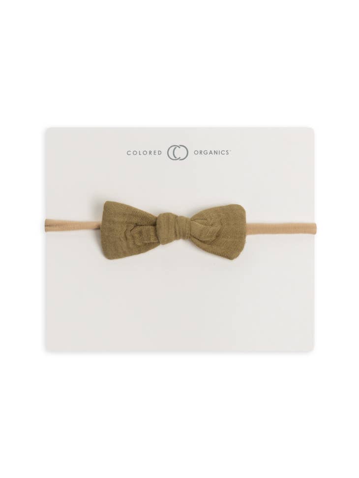 Muslin Dainty Bow Headband - Herb