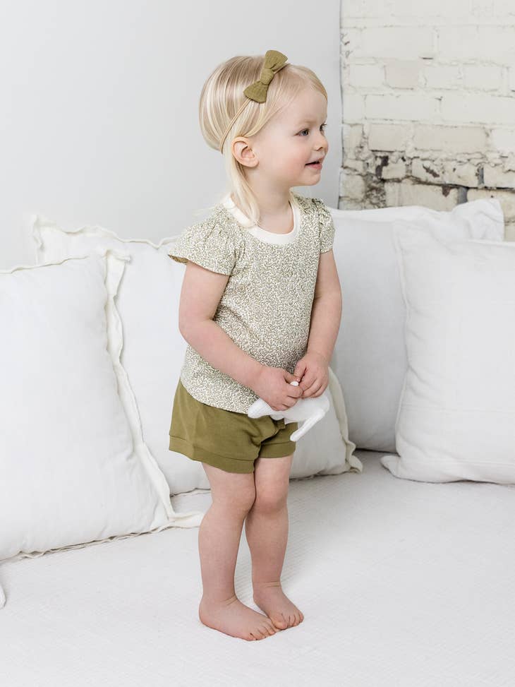 Muslin Dainty Bow Headband - Herb