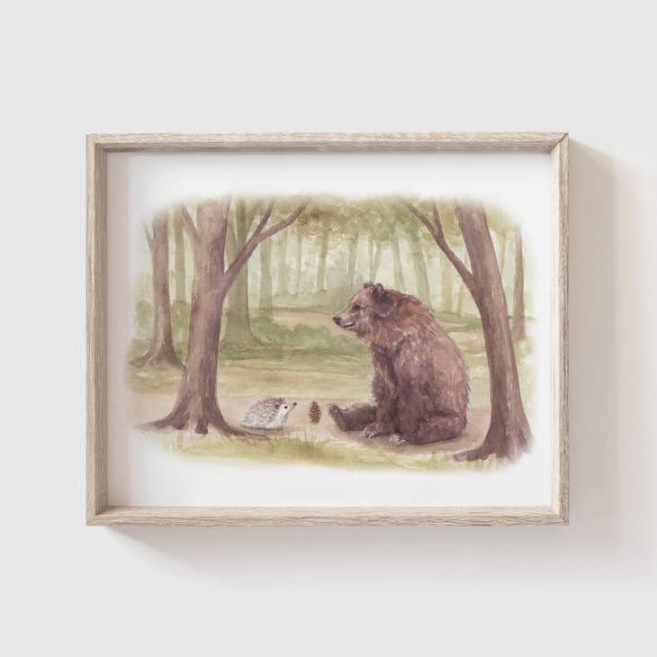 Hedgehog meets Bear' Art Print (Our Little Adventures)