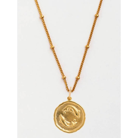 Pisces Gold Zodiac Pendant Necklace