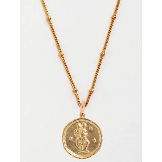 Gemini Gold Zodiac Pendant Necklace