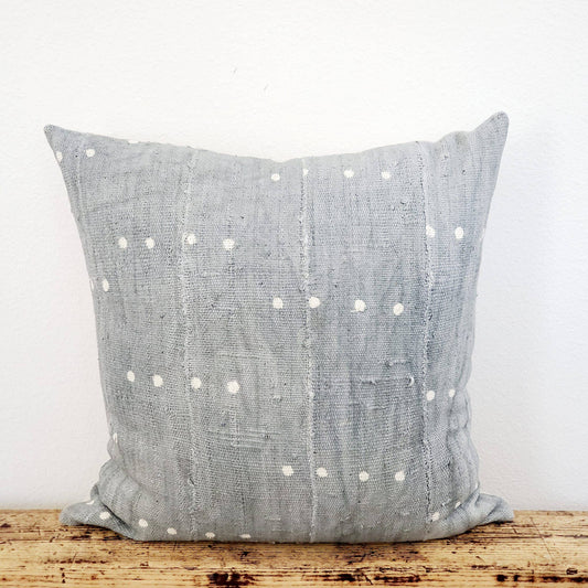 Stone Blue Vintage Mudcloth Pillow Cover