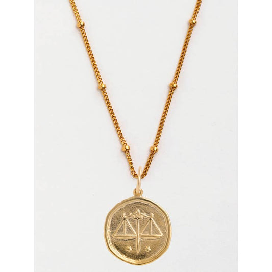 Libra Gold Zodiac Pendant Necklace