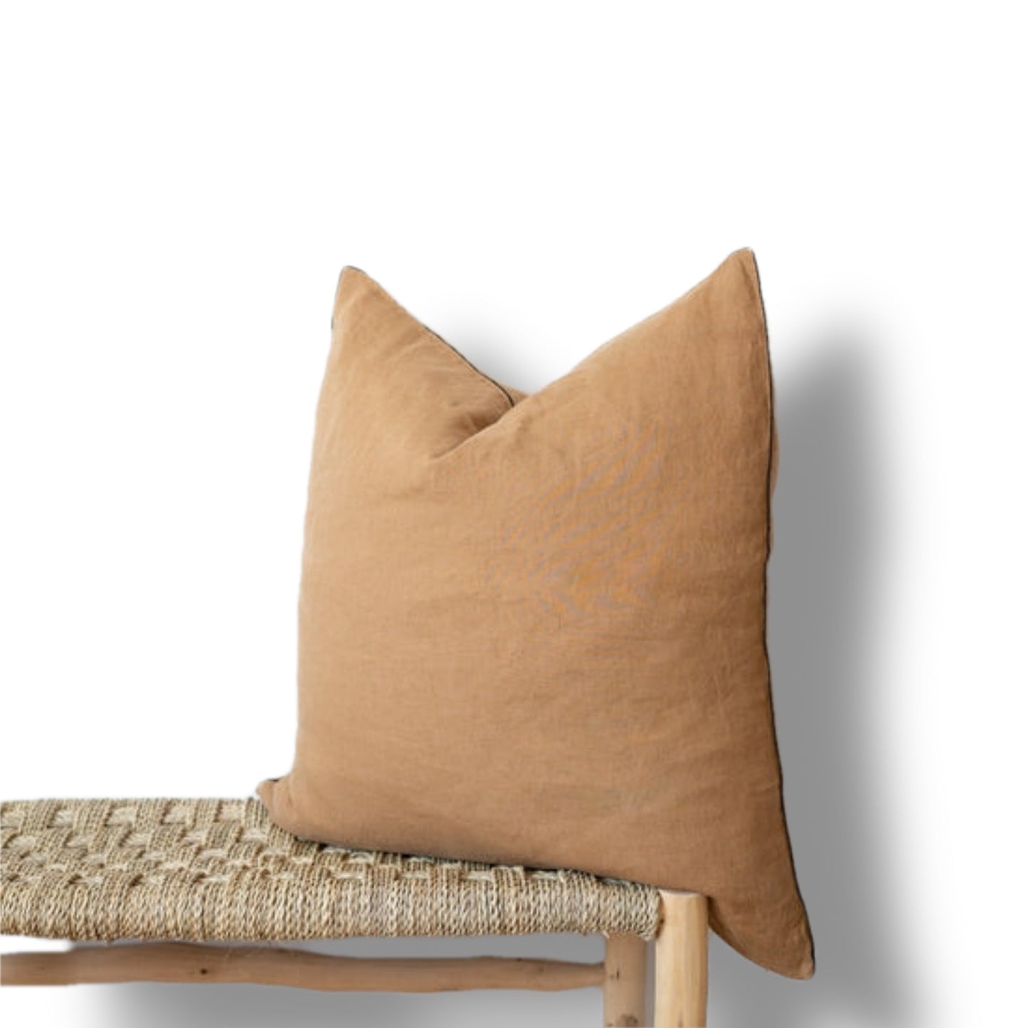 Square Edged Linen Pillow Cover - Camel