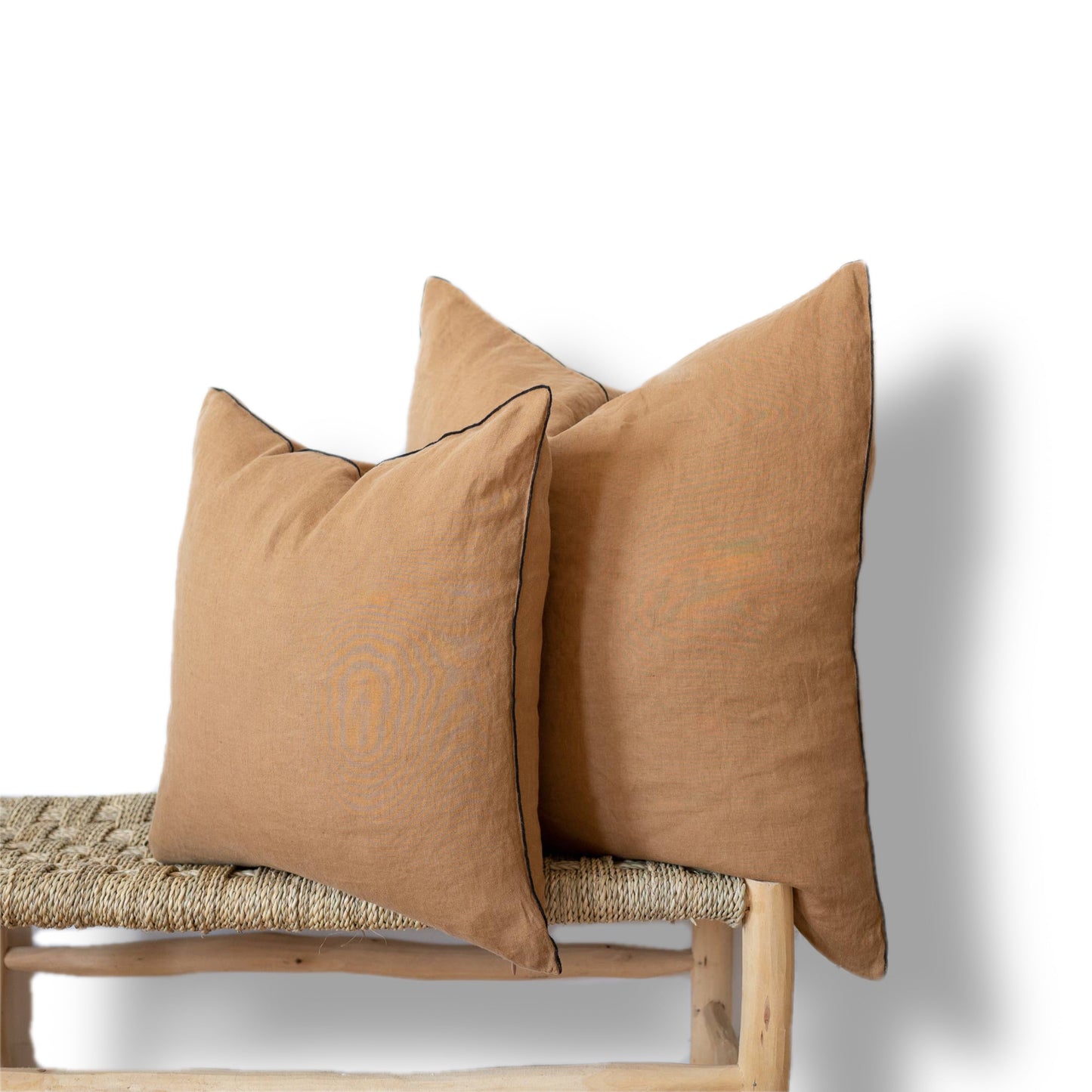 Square Edged Linen Pillow Cover - Camel