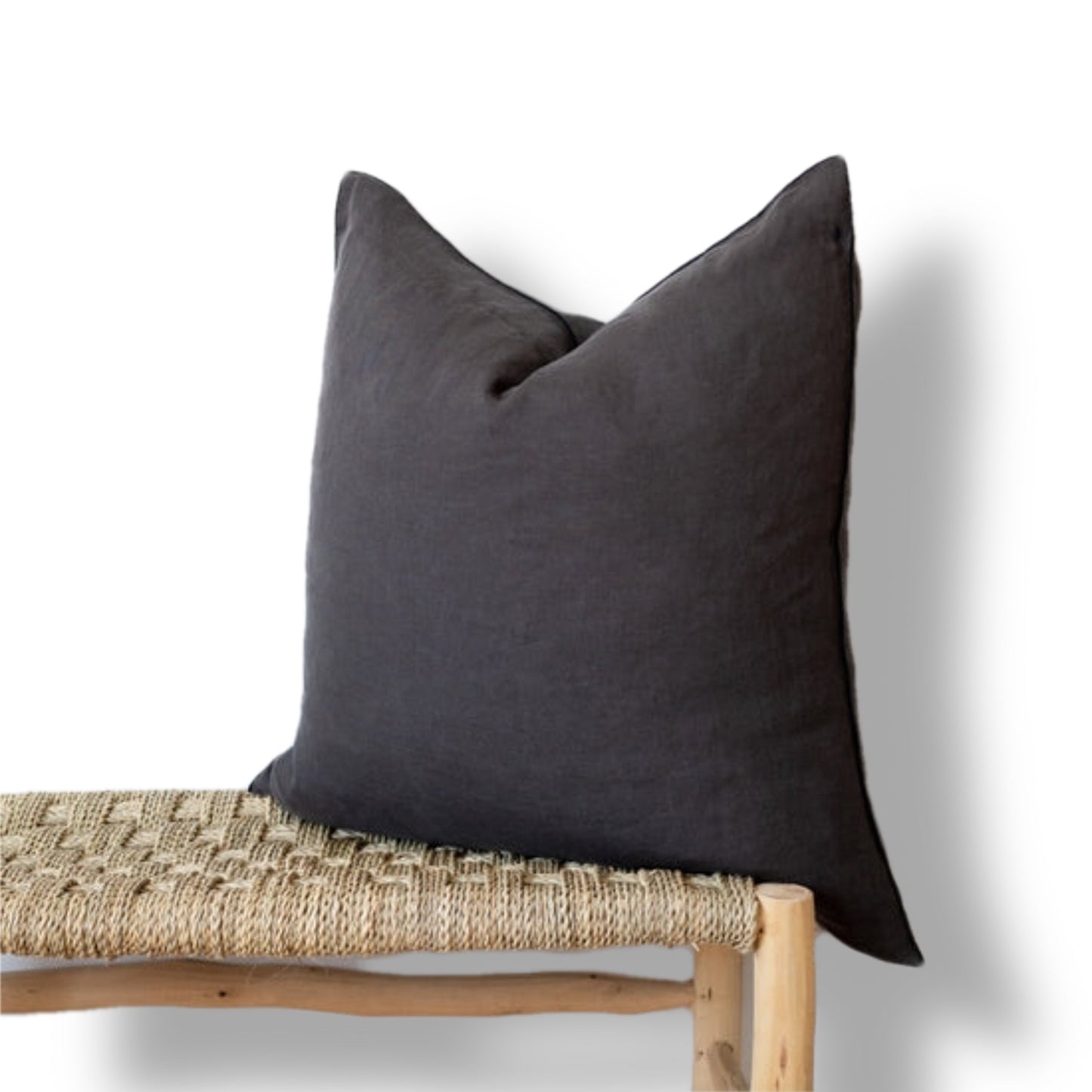 Square Edged Linen Pillow Cover - Charcoal