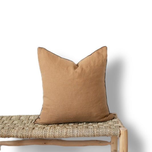 Square Edged Linen Pillow Cover - Camel